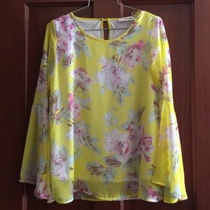 Yellow bell sleeve blouse